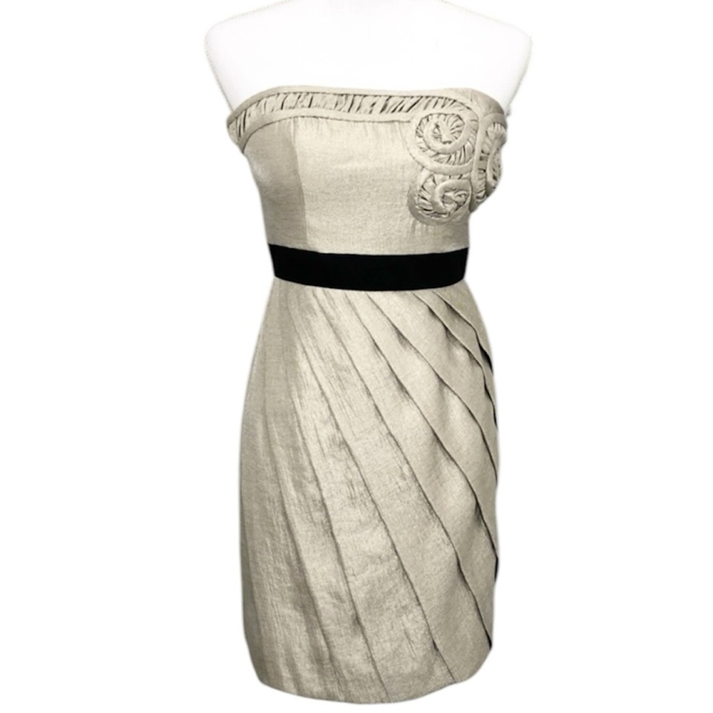 NWOT Max & Cleo Gold Strapless Evening Gown / Prom Dress